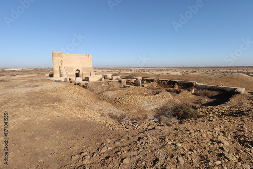 Palace of Al-Hajjaj bin Yusuf Al-Thaqafi from above the palace gate in Wasit Governorate, Iraq, 702 AD to 705 AD, ancient ruins
