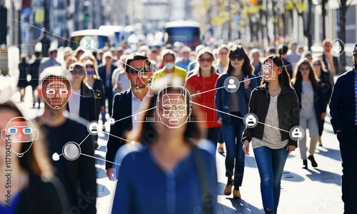Facial Recognition in a Crowded City Street