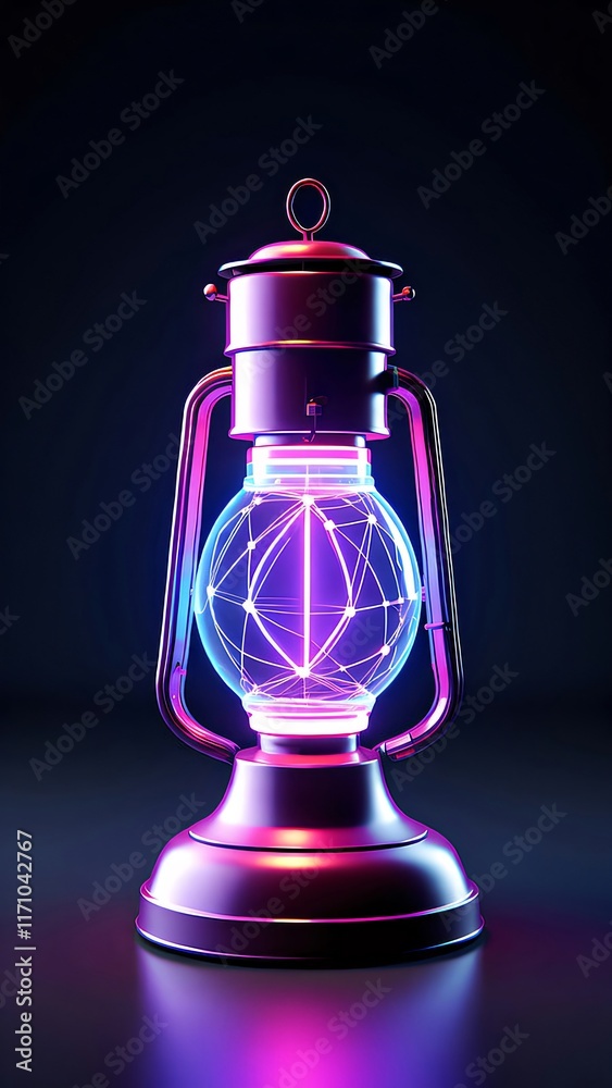 Futuristic glowing lantern with geometric light. Futuristic glowing lantern with geometric light.