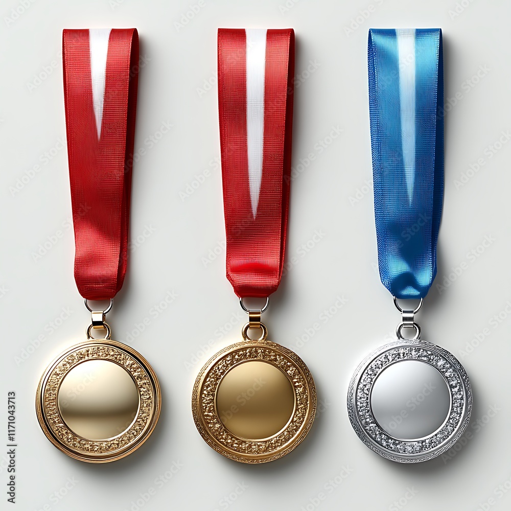 Gold Silver and Bronze Medals Displayed Together
