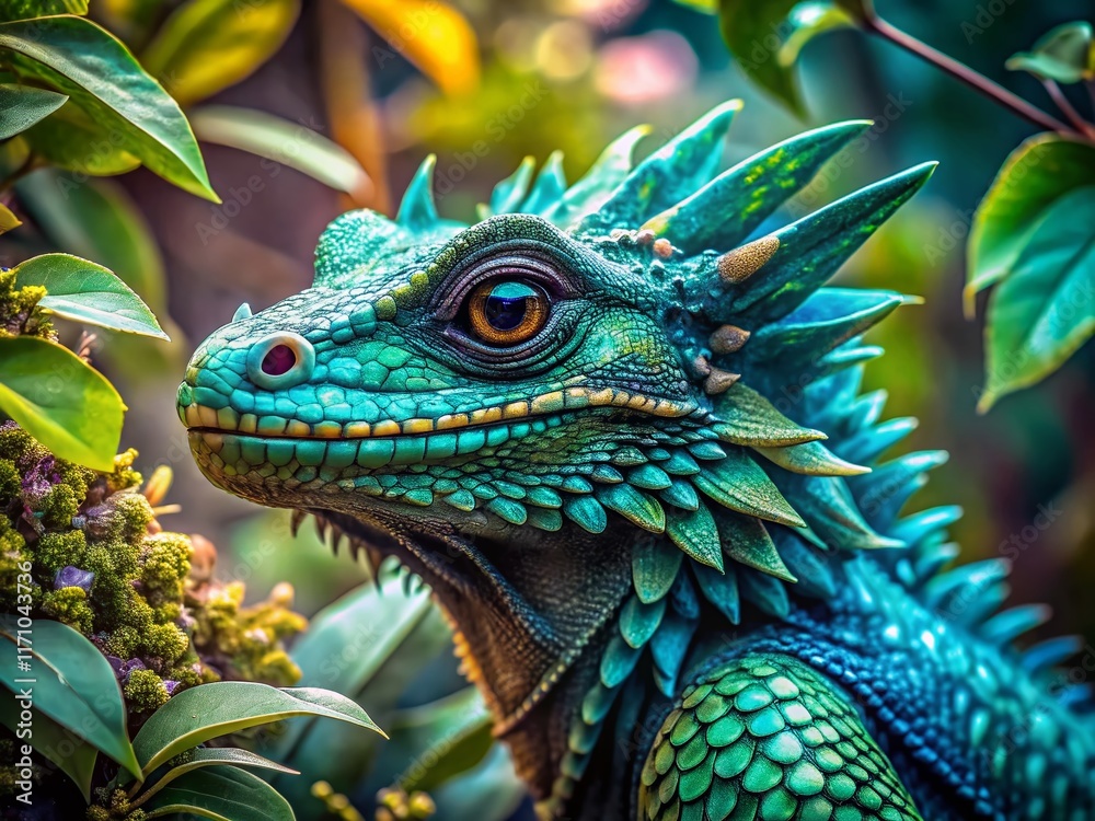 Mystical Turquoise Dragon in a Serene Landscape: Documentary Photography Style Mystical Turquoise Dragon in a Serene Landscape: Documentary Photography Style