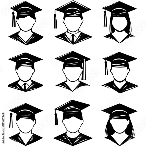 Graduation Cap Toss Silhouette – Symbol of Achievement