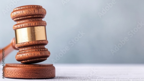 Securing Your Estate with a Living Trust. A wooden gavel rests on a surface, symbolizing justice and authority in a legal context. photo