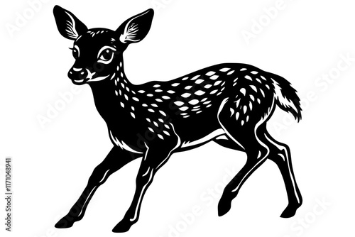 Roe Deer Fawn in front of a white background vector illustration