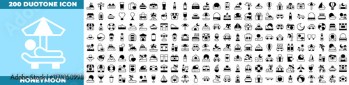Honeymoon Duotone Editable Icons set.