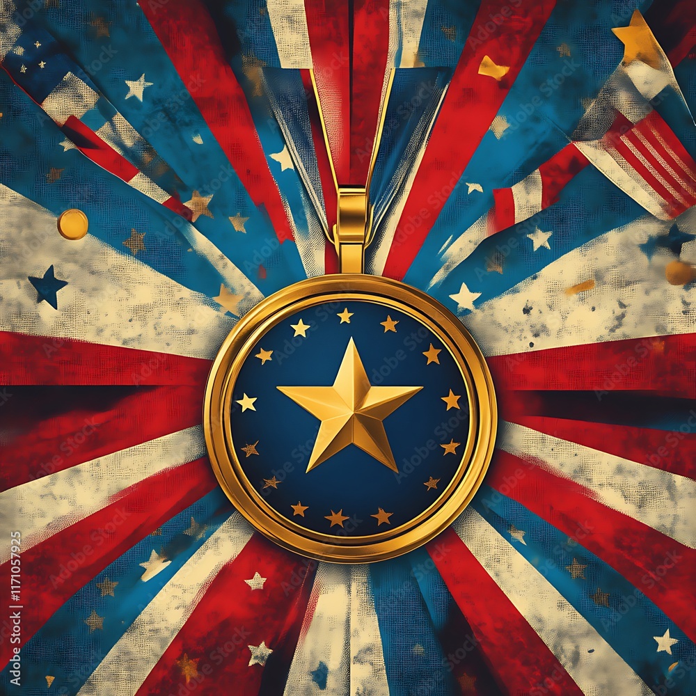 Patriotic Medallion Displaying A Gold Star