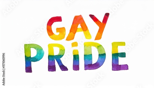 Vivid Watercolor Rainbow Typography Celebrating Gay Pride and LGBTQ+ Inclusion with Bold, Colorful Lettering Artwork Design Example