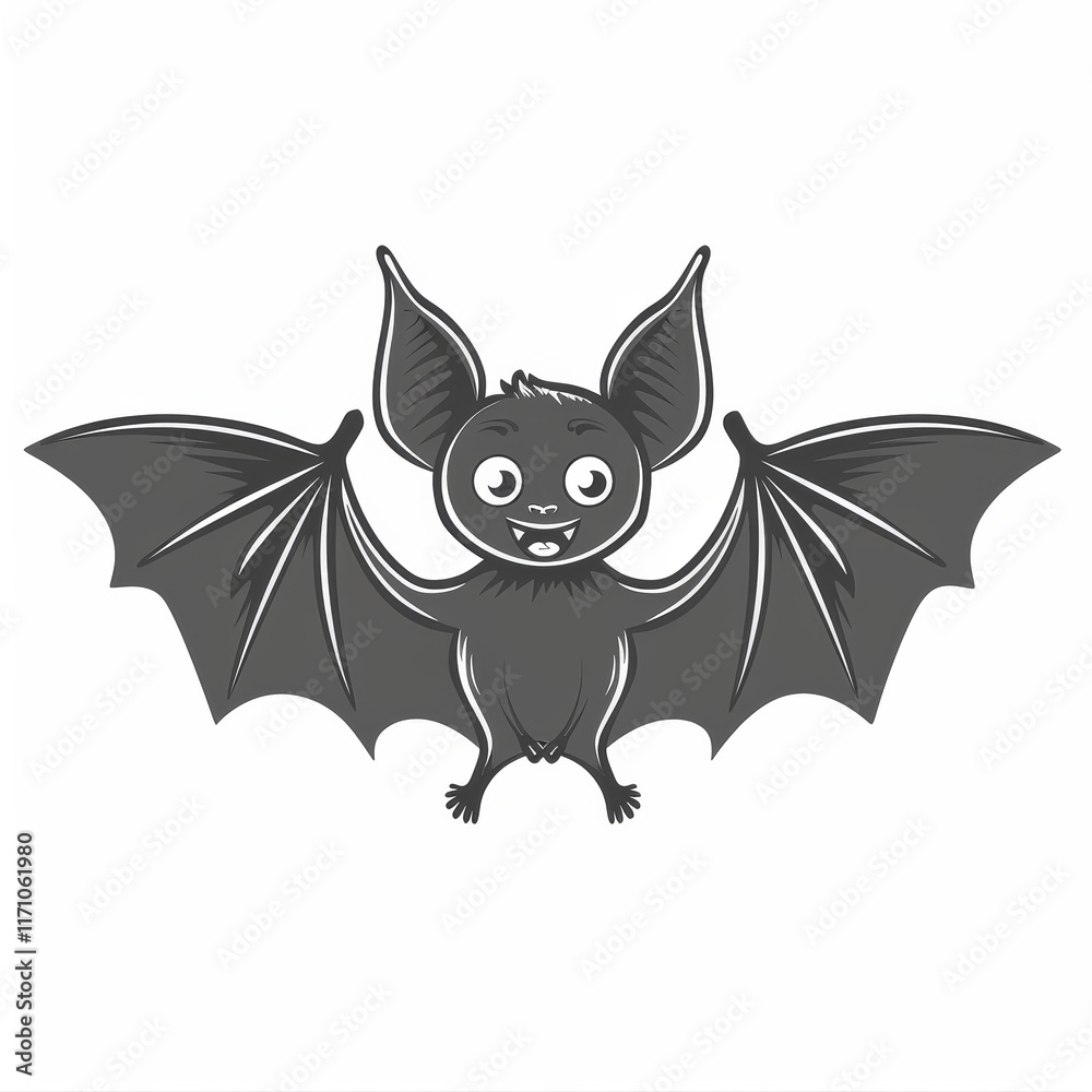 Cute Bat Vector Logo With Isolated Outline Design Cute Bat Vector Logo With Isolated Outline Design