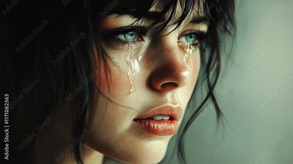 A visual narrative of sadness and loss through emotional expression. A visual narrative of sadness and loss through emotional expression.