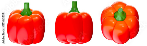 3d render of red spicy pepper, spicy vegetable, fresh fruit, hot food ingredient