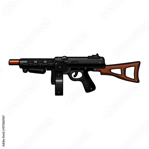 Cool guns with various shapes cartoon, digital art illustration.