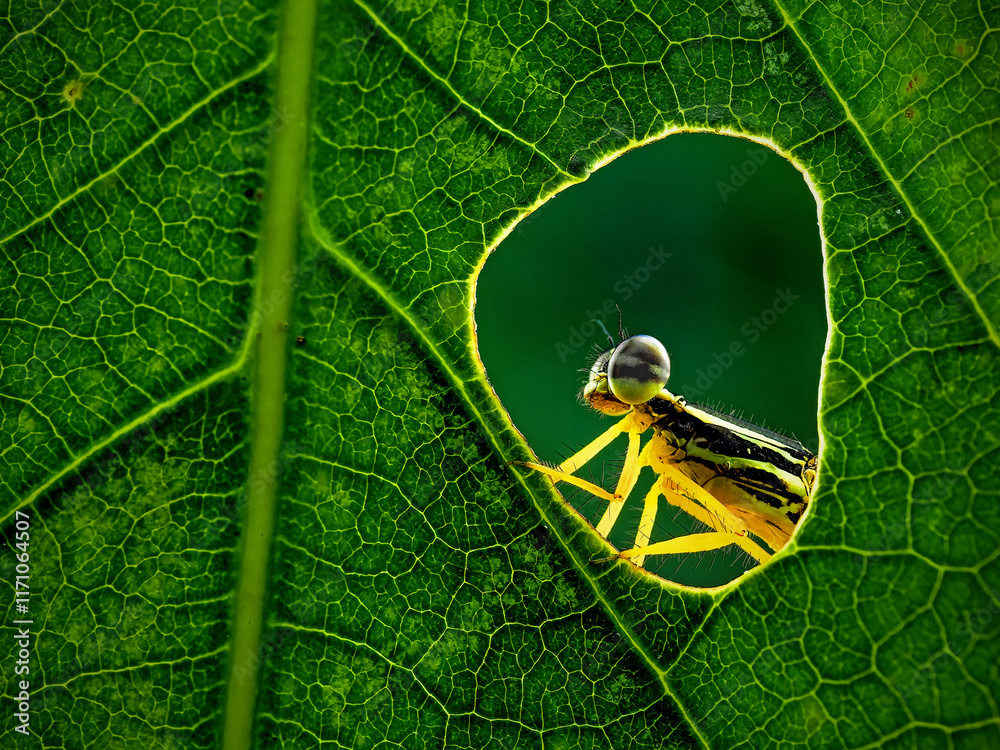 Extreme macro shot eye of Zygoptera dragonfly 