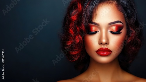 Glamorous Portrait of a Woman with Bold Makeup and Red Hair