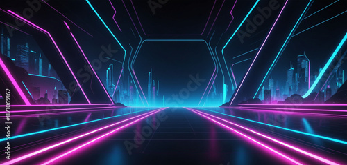 futuristic background with neon light