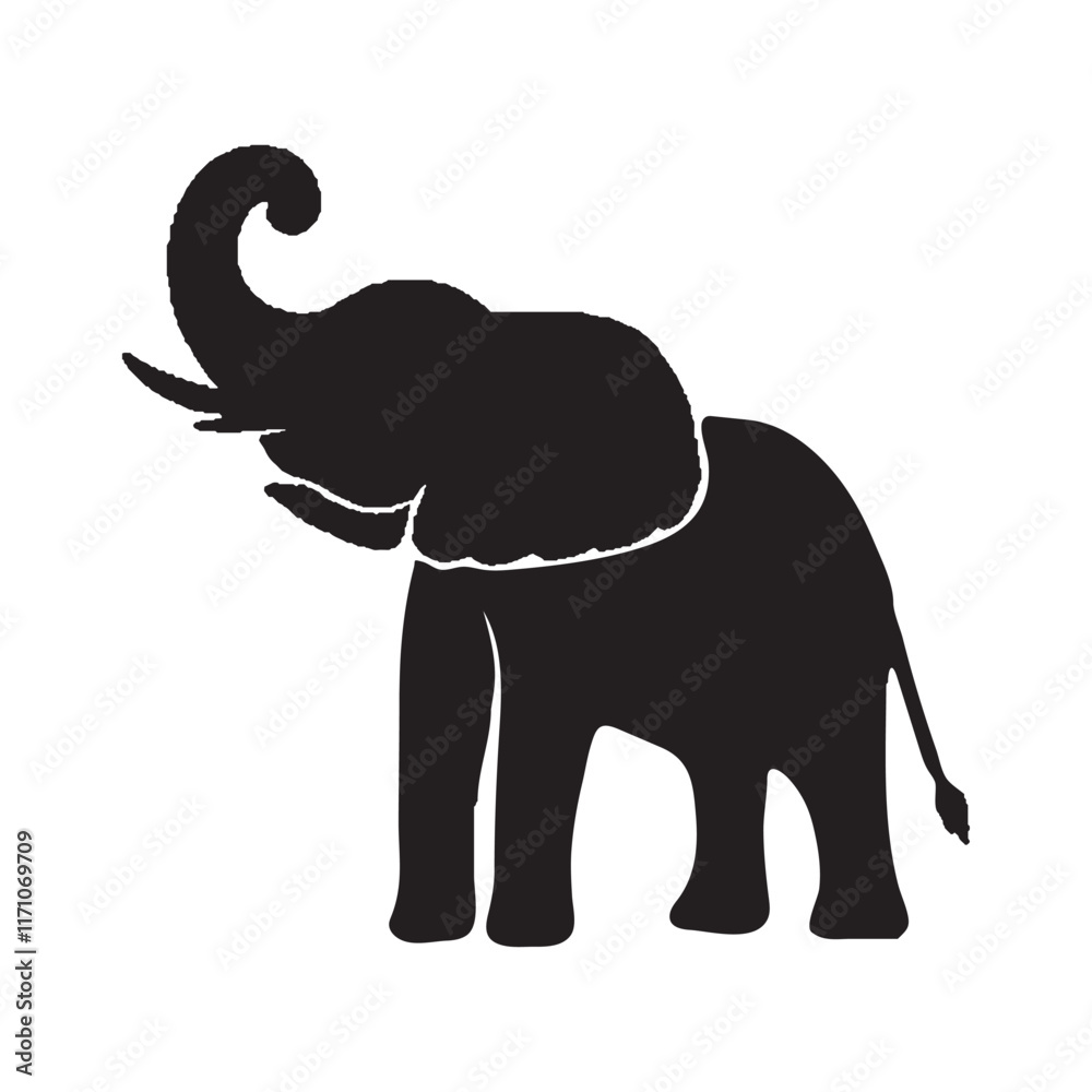Elephant silhouette vector with white background