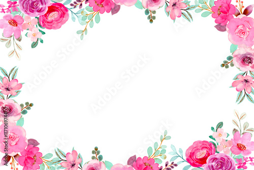 watercolor flower frame for wedding, birthday, card, background, invitation, wallpaper, sticker, decoration etc.