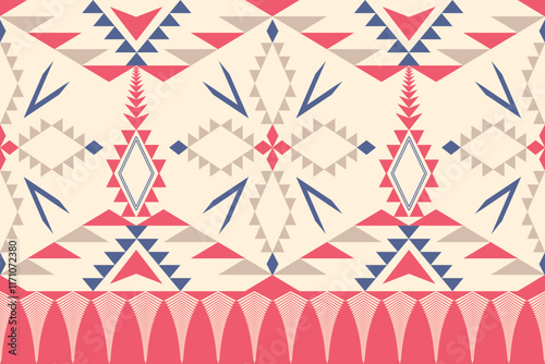 Symmetrical Horizontal Pattern with Geometric Shapes and Contemporary Ethnic Motifs