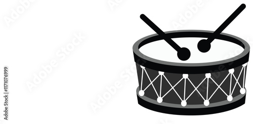 Cute cartoon hand drawn vector drum icon silhouette.