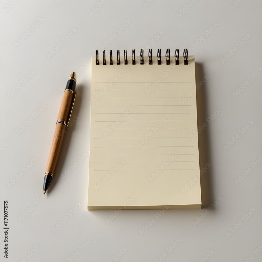 Top view of blank notebook and pen isolated on white background. Top view of blank notebook and pen isolated on white background.