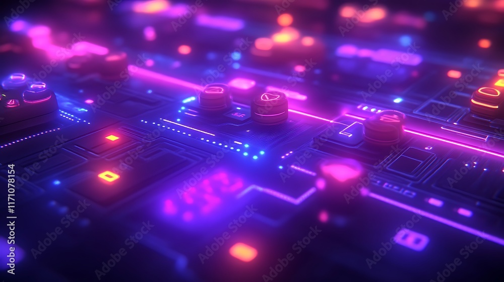 Futuristic Neon Lit Control Panel Interface Design Futuristic Neon Lit Control Panel Interface Design
