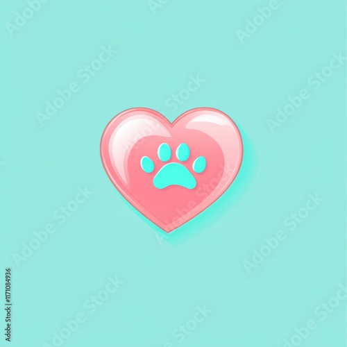 Cute pet paw print for Valentine’s Day greeting card design