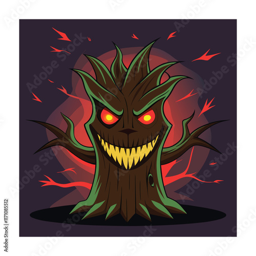 Horror tree vector illustration. Halloween, creepy tree graphic