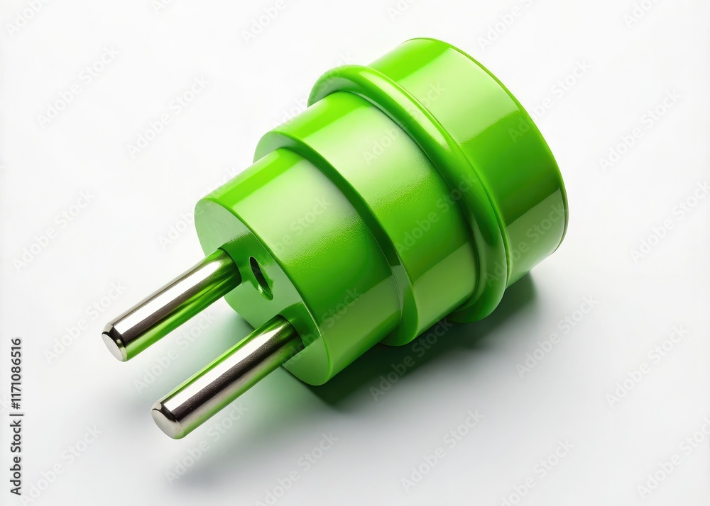 Green E-Power Plug, Modern Electric Charging, Copy Space Green E-Power Plug, Modern Electric Charging, Copy Space