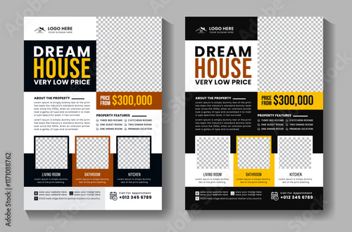 Luxurious real estate house property flyer sale poster template design