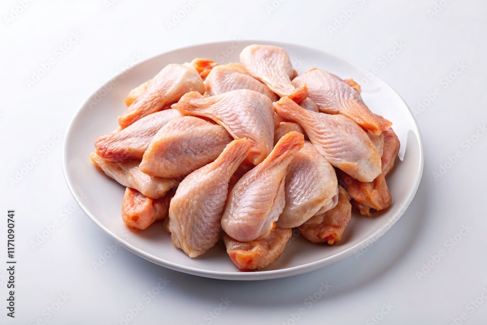 Raw Chicken Wings on White Plate - Minimalist Food Photography - PNG Raw Chicken Wings on White Plate - Minimalist Food Photography - PNG