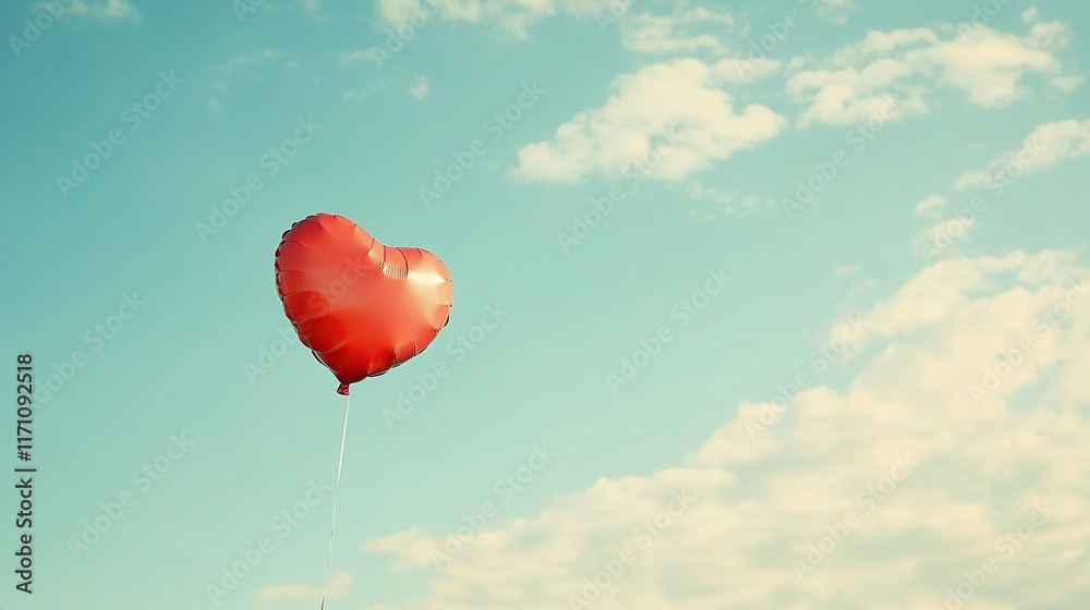 Fototapeta premium Valentine banner background of heart shape balloon in the air