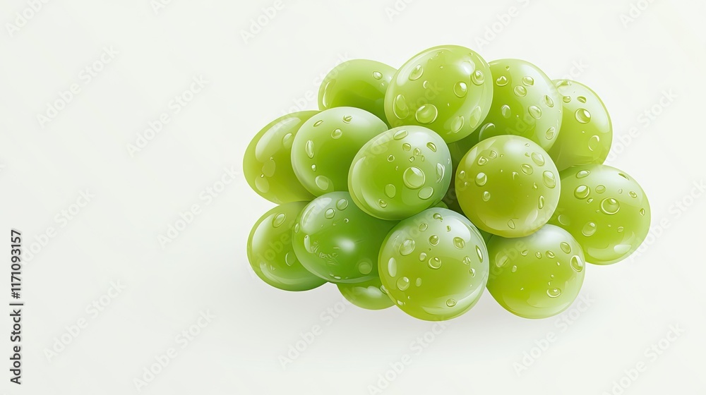 Fresh green grapes cluster on white background, healthy food, studio shot. Fresh green grapes cluster on white background, healthy food, studio shot.
