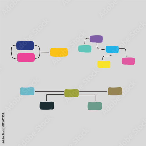 Colorful flat doodle Flow chart icon