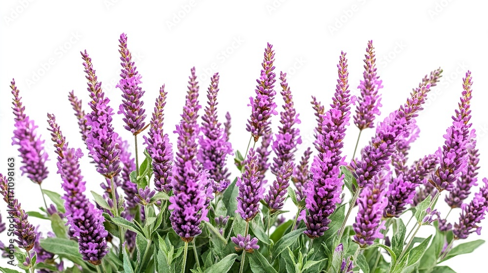 Obraz premium Lavender flowers border, isolated on white, nature background, for design.
