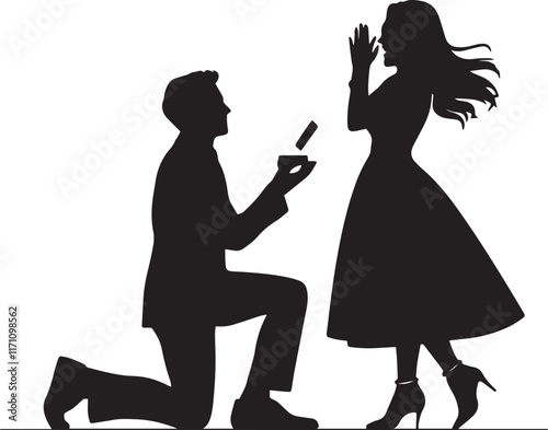 Romantic Proposal Silhouette Vector Design