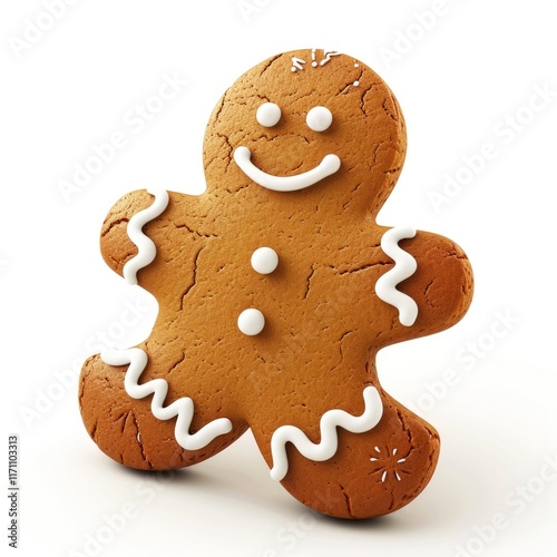 Cheerful 3D Gingerbread Character Isolated on White Background for Christmas Tidings
