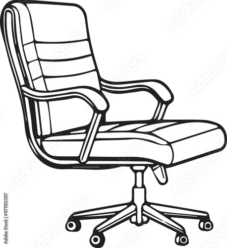 Black and white line art Silhouette office chair vector doodle art in white background