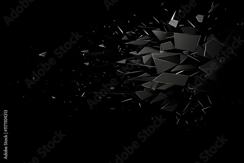 Dark 3D Abstract Background of Shattered Fragments