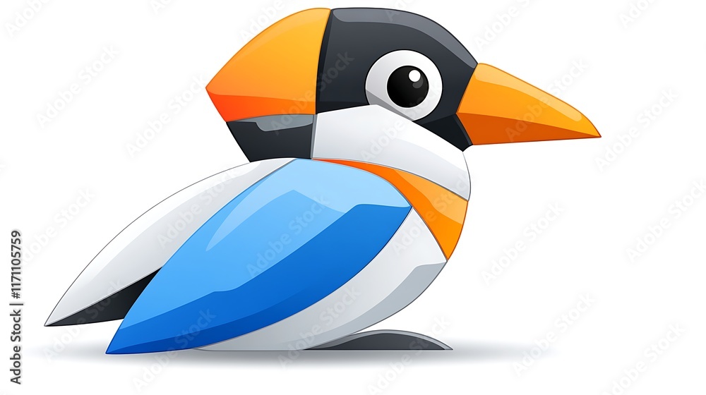 Naklejka premium Colorful Geometric Bird Illustration Cartoon Animal Design