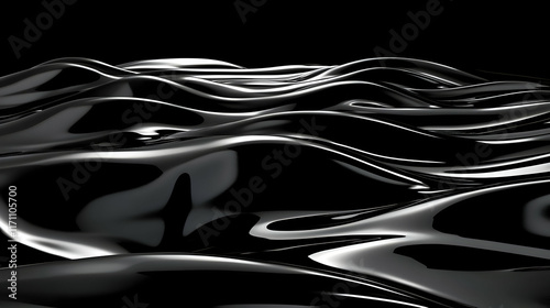 Abstract 3D Black Liquid Wave Background