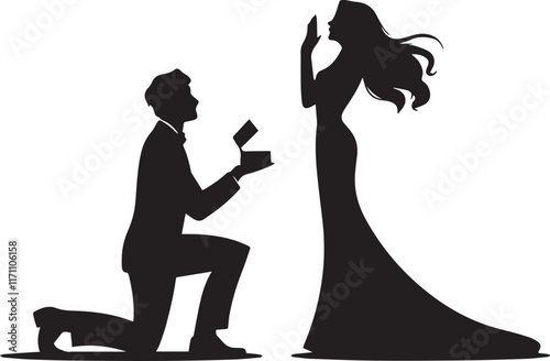 Romantic Proposal Silhouette Vector Design