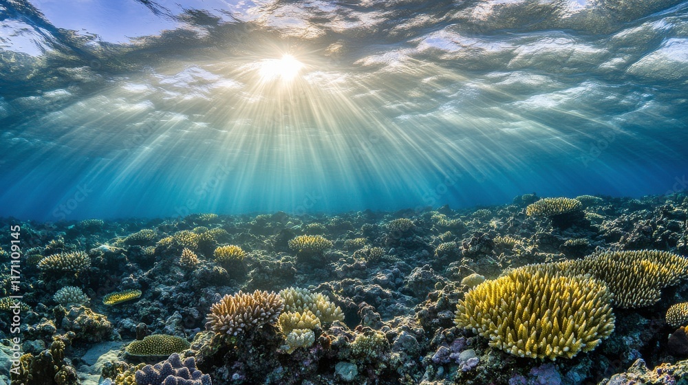 Naklejka premium Serene Coral Reef Under Soft Light