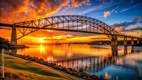 Sagamore Bridge Sunrise Panorama: Cape Cod Canal Dawn Silhouette