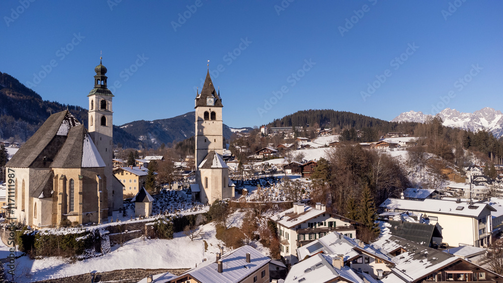 Fototapeta premium View of the town of Kitzbühel at Wilder Kaiser in Austria Tyrol European Alps
