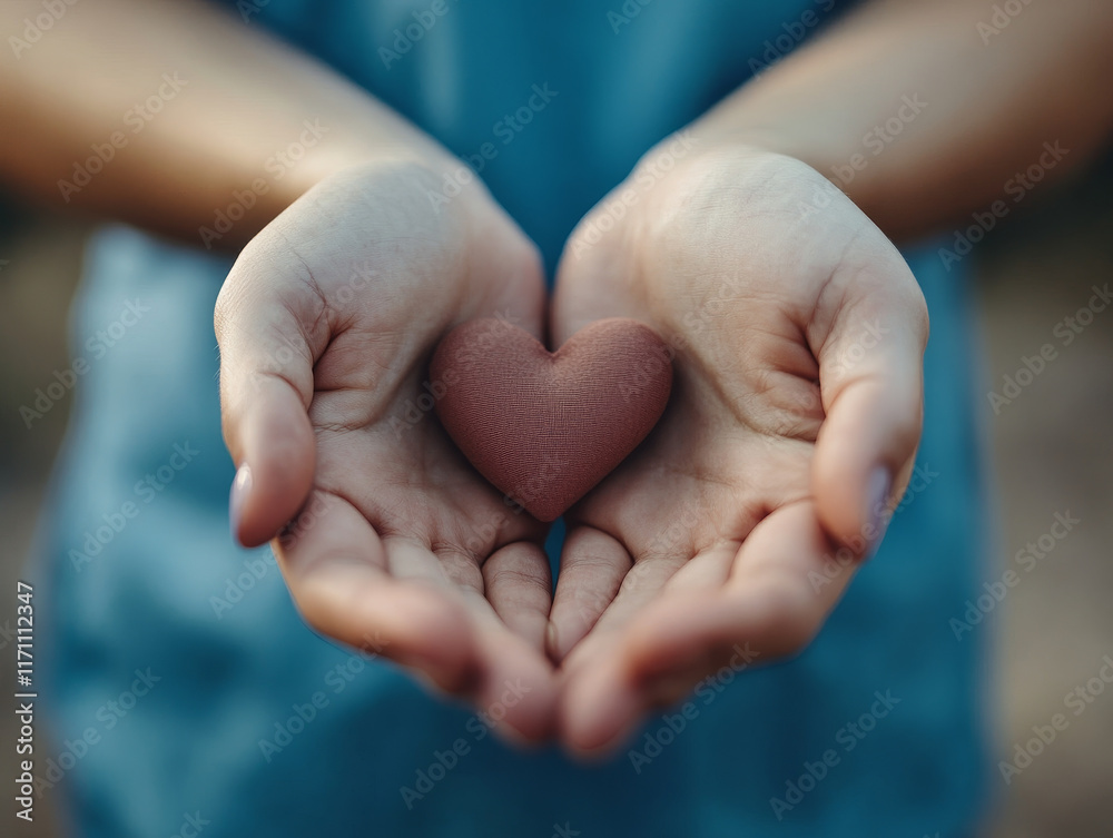 person holding heart shaped object in their hands, symbolizing care and compassion person holding heart shaped object in their hands, symbolizing care and compassion