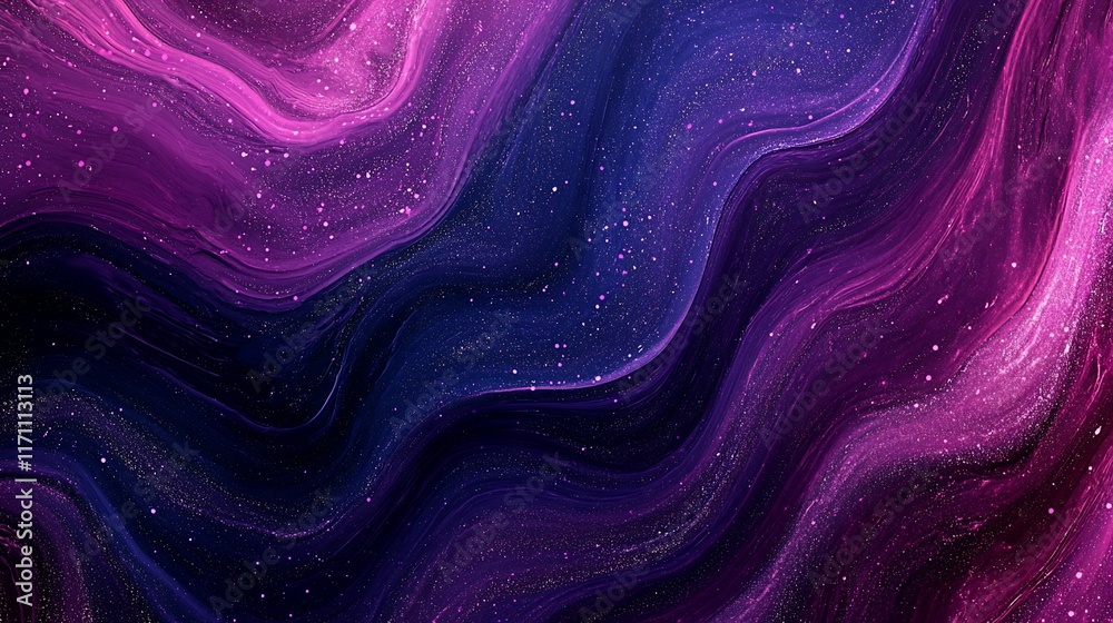 Obraz premium Abstract purple blue wave background with gold glitter, ideal for art prints