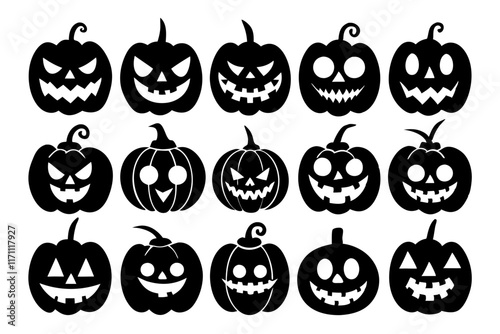 set of halloween pumpkins