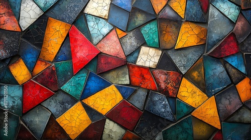 Abstract Colorful Geometric Mosaic Wall Art