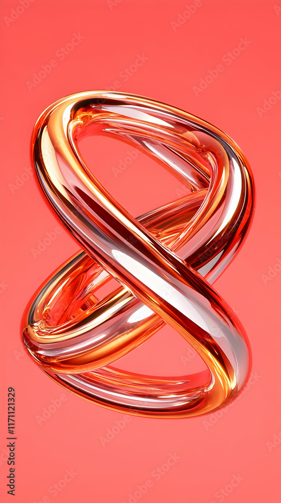 Abstract 3D Orange Gold Knot Illustration Abstract 3D Orange Gold Knot Illustration