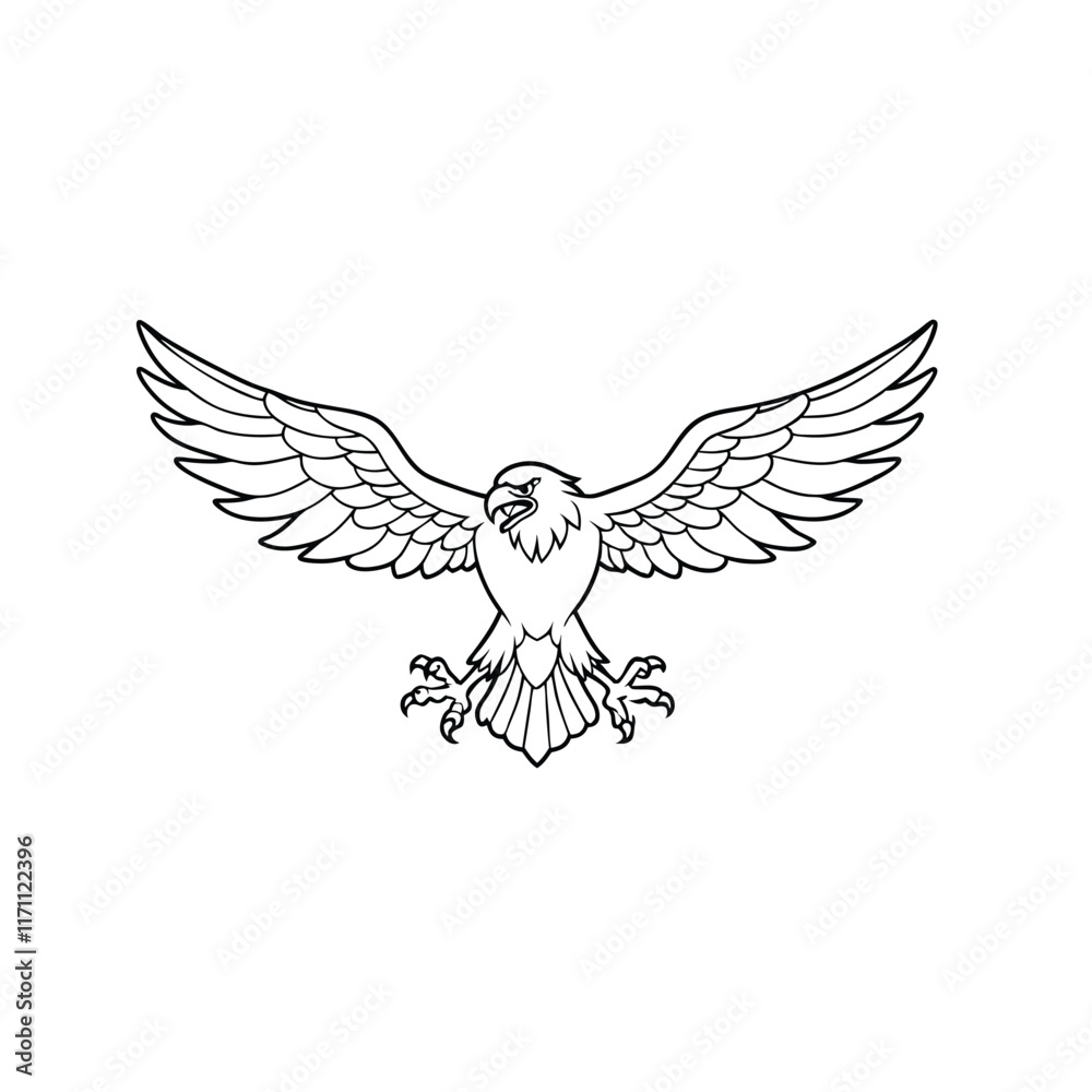 Obraz premium High-Quality Eagle Line Art Illustration with Powerful Expression