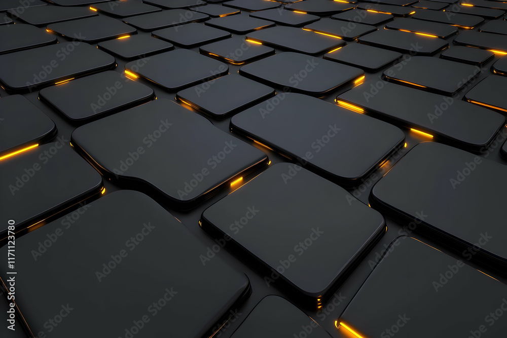 Obraz premium Dark 3D Abstract Background: Glowing Blocks